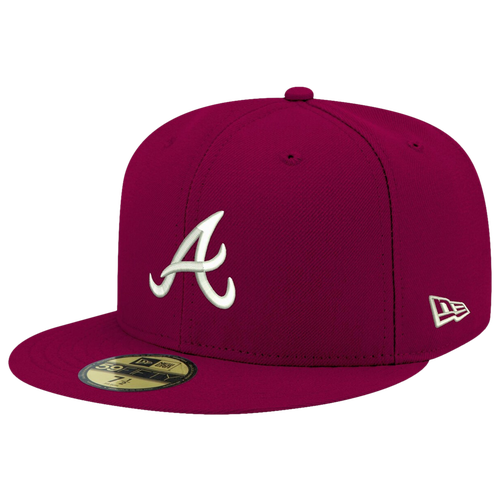 

New Era Mens Atlanta Braves New Era Braves Logo White 59Fifty Fitted Cap - Mens Cardinal/Cardinal Size 8