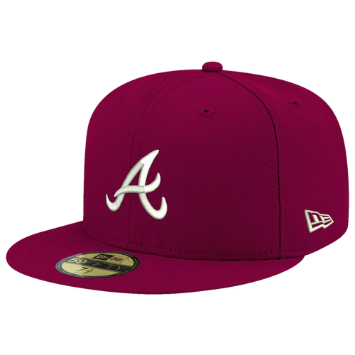 

New Era Mens New Era Braves Logo White 59Fifty Fitted Cap - Mens Cardinal/Cardinal Size 8