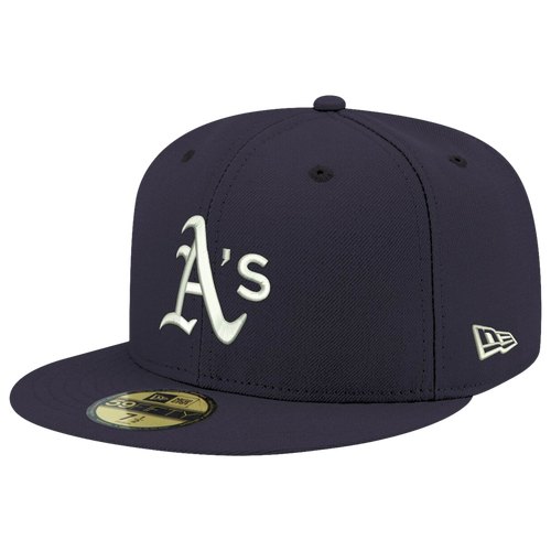 Shop New Era Mens Oakland Athletics  As Logo White 59fifty Fitted Cap In Navy/navy