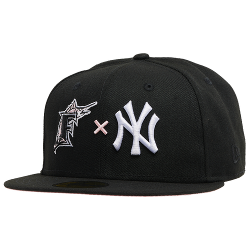 

New Era Mens Miami Marlins New Era Marlins 59Fifty Dueling Fitted Cap - Mens Black/White/Pink Size 7