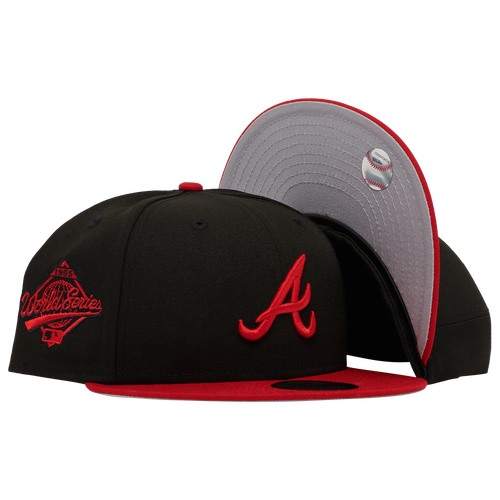 

New Era Mens Atlanta Braves New Era Braves 2T Snap - Mens Black/Red Size One Size