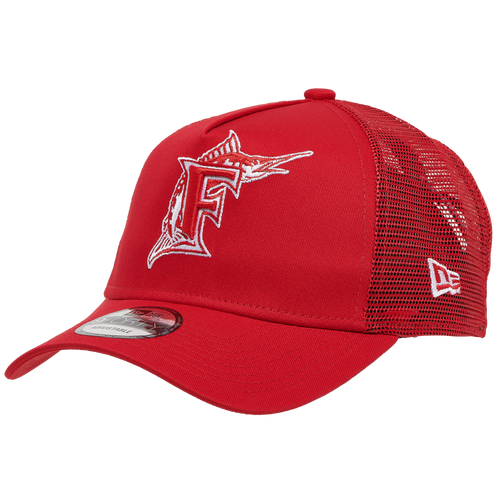 

New Era Mens New Era Marlins Trucker Cap - Mens Red/White Size One Size