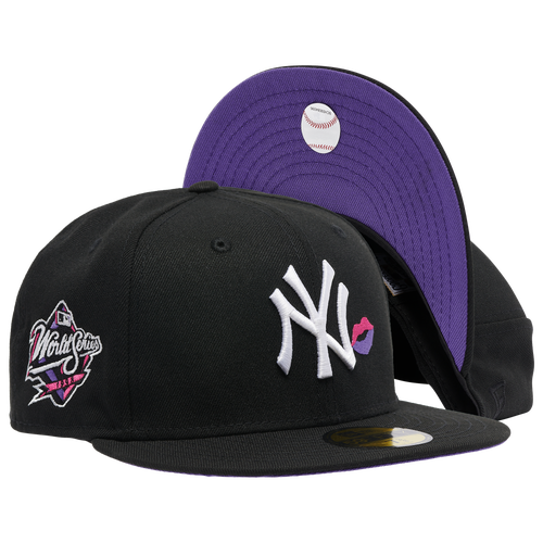 

New Era Mens New York Yankees New Era Yankees Side Patch Lips Kiss Fitted Cap - Mens Black/Purple/Pink Size 7