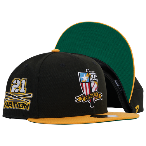 

New Era Mens New Era Roberto Clemente 21 Crest Side Patch Snap Cap - Mens Yellow/Black Size One Size