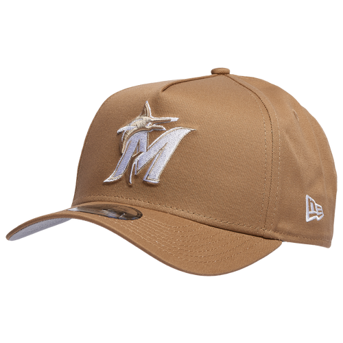 

New Era Mens Miami Marlins New Era Marlins A Frame Adjustable Cap - Mens Khaki/White Size One Size