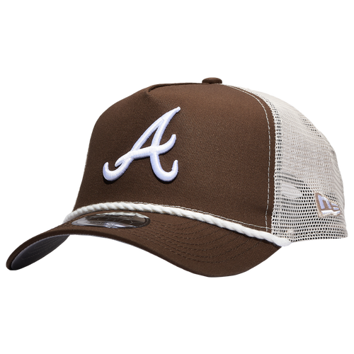 

New Era Mens Atlanta Braves New Era Atlanta Braves 9FORTY A-Frame Trucker Rope Cap - Mens Brown/White Size One Size