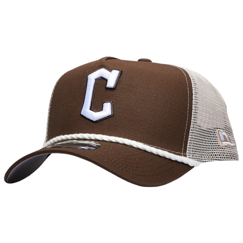 

New Era Mens Cleveland Guardians New Era Cleveland Guardians 9FORTY AF Trucker Rope Cap - Mens White/Brown Size One Size