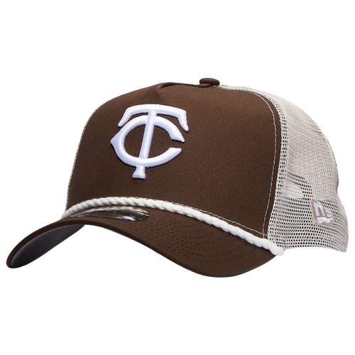 

New Era Mens Minnesota Twins New Era Minnesota Twins 9FORTY A-Frame Trucker Rope Cap - Mens White/Brown Size One Size