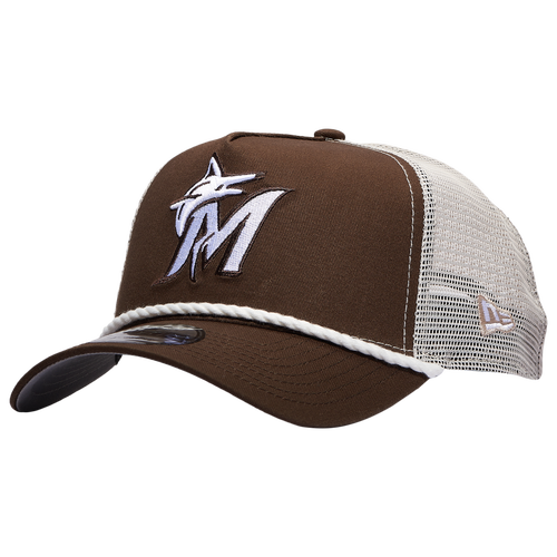 

New Era Mens Miami Marlins New Era Miami Marlins 9FORTY A-Frame Trucker Rope Cap - Mens Brown/White Size One Size