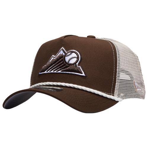 

New Era Mens Colorado Rockies New Era Colorado Rockies 9FORTY A-Frame Trucker Rope Cap - Mens White/Brown Size One Size