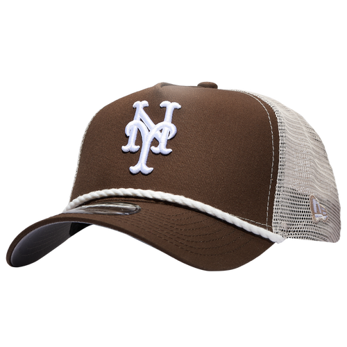 

New Era Mens New York Mets New Era New York Mets 9FORTY A-Frame Trucker Rope Cap - Mens Brown/White Size One Size