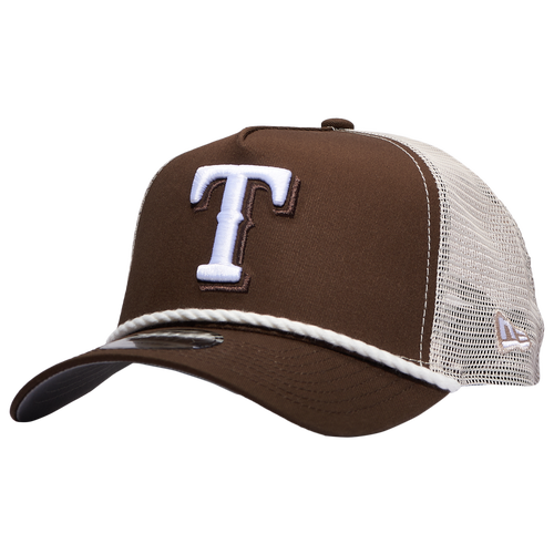 

New Era Mens Texas Rangers New Era Texas Rangers 9FORTY A-Frame Trucker Rope Cap - Mens White/Brown Size One Size