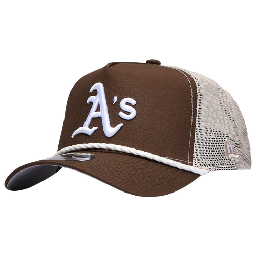 

New Era Mens Oakland Athletics New Era Oakland Athletics 9FORTY AF Trucker Rope Cap - Mens White/Brown Size One Size