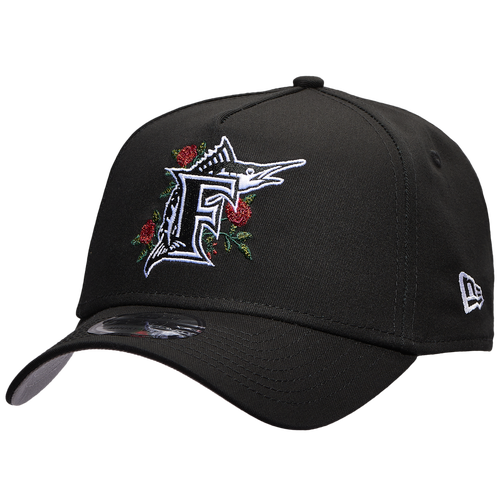 

New Era Mens Miami Marlins New Era Marlins 940 A Frame Rose Cap - Mens Black/Multi Size One Size