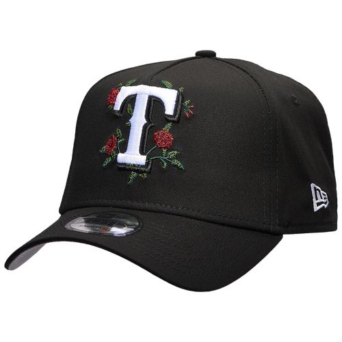 

New Era Mens Texas Rangers New Era Rangers 940 A Frame Rose Cap - Mens Black/Multi Size One Size