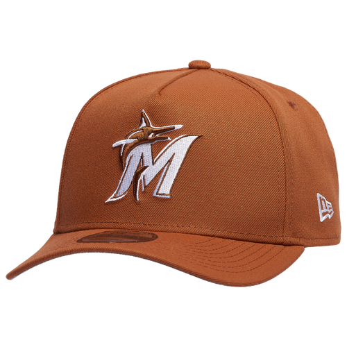 

New Era Mens New Era Miami Marlins 9FORTY A-Frame Cap - Mens Earthy Brown/White Size One Size