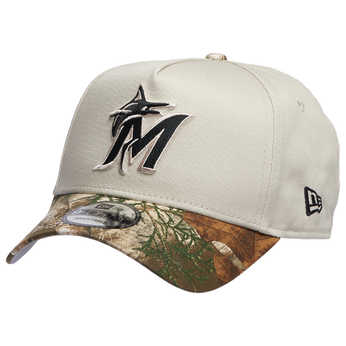 

New Era Mens Miami Marlins New Era Marlins 940 A Frame 25 Cap - Mens Stone/Real Tree Size One Size