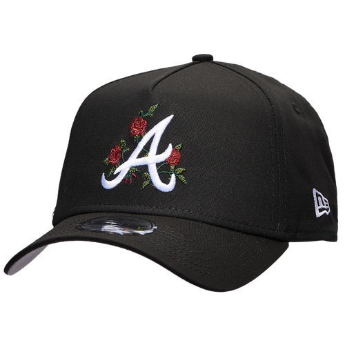 

New Era Mens Atlanta Braves New Era Braves 940 A Frame Rose Cap - Mens Black/Multi Size One Size