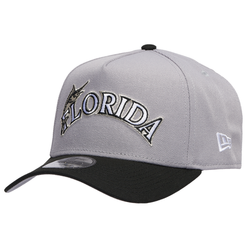 New Era Miami Marlins  Marlins 9forty A-frame Cap In Black/silver/grey
