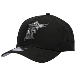 Adult - New Era Marlins 9Forty Metallic A-Frame Cap - Black/Black