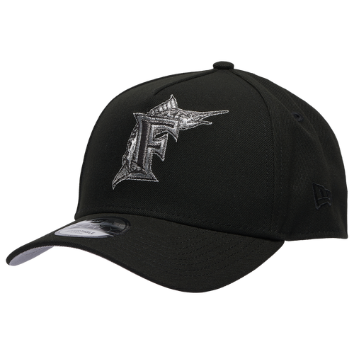 New Era Miami Marlins  Marlins 9forty Metallic A-frame Cap In Black