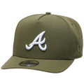 New Era Braves TF Curved 9FIFTY A-Frame Cap - New Era Olive/White