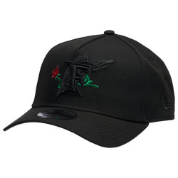 Men's - New Era Marlins Bob Rose 9FORTY A-Frame Cap - Black/Black