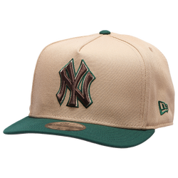 Men's - New Era Yankees 9FIFTY A-Frame Curve 09 World Series Cap - Camel/Dark Green