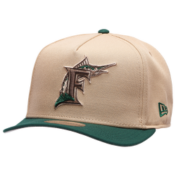 Men's - New Era Marlins 9FIFTY A-Frame Curve 10th Cap - Camel/Dark Green