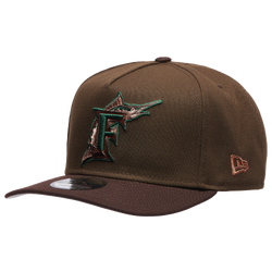 Men's - New Era Marlins 9FIFTY A-Frame Curve 03 World Series Cap - Burnt Wood/Green