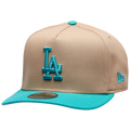 New Era Dodgers 9FIFTY A-Frame Curve 24 World Series Cap - New Era Camel/Teal