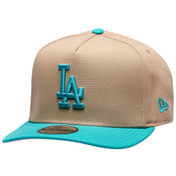 Men's - New Era Dodgers 9FIFTY A-Frame Curve 24 World Series Cap - Camel/Teal