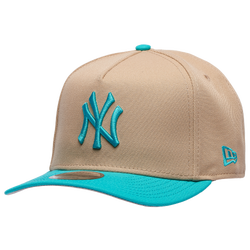 Men's - New Era Yankees 9FIFTY A-Frame Curve 56 World Series Cap - Teal/Camel