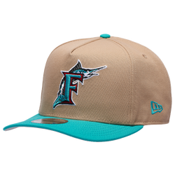 Men's - New Era Marlins 9FIFTY A-Frame Curve ING Cap - Camel/Teal