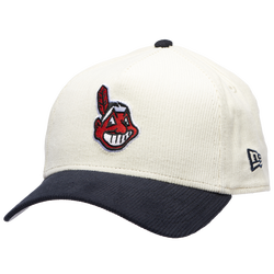 Adult - New Era Indians 940 A Frame Cordory Cap - White/Navy