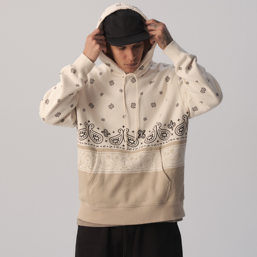 Shop Lckr Mens  Based Fleece Pullover Hoodie In White