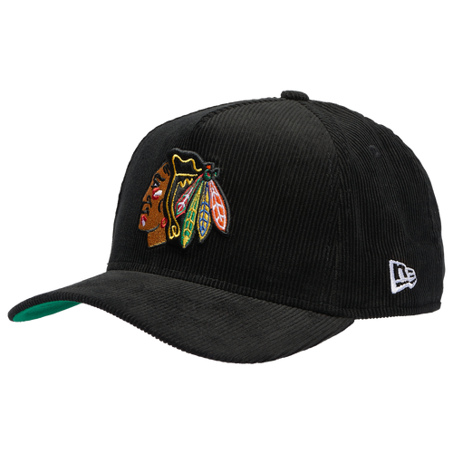 New Era Womens Chicago Blackhawks Blackhawks 9FORTY A-Frame Cord Cap - Adult - Black