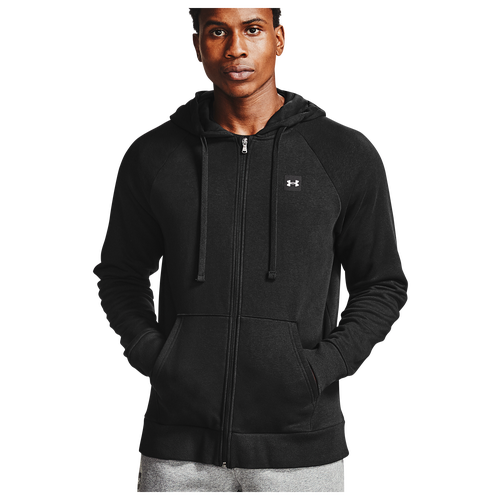 Under Armour Mens  Rival Fleece Lc Logo Full-zip Hoodie In Black/onyx White