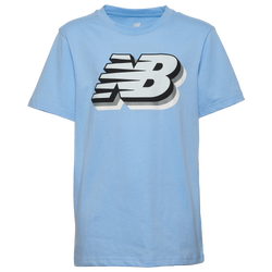 Boys' Grade School - New Balance 3D Logo T-Shirt  - Electric Sky/White