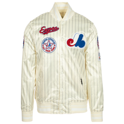 Men's - Pro Standard MLB MTL Pinstripe Satin Jacket - White/Red