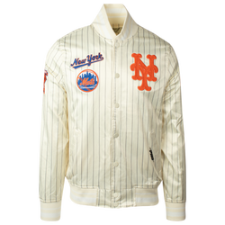 Men's - Pro Standard MLB Mets Pinstripe Satin Jacket - White/Orange