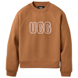 Women's - UGG Logo Crewneck - White/Chestnut