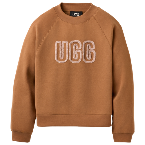 WOMENS - UGG Logo Crewneck - White/Chestnut