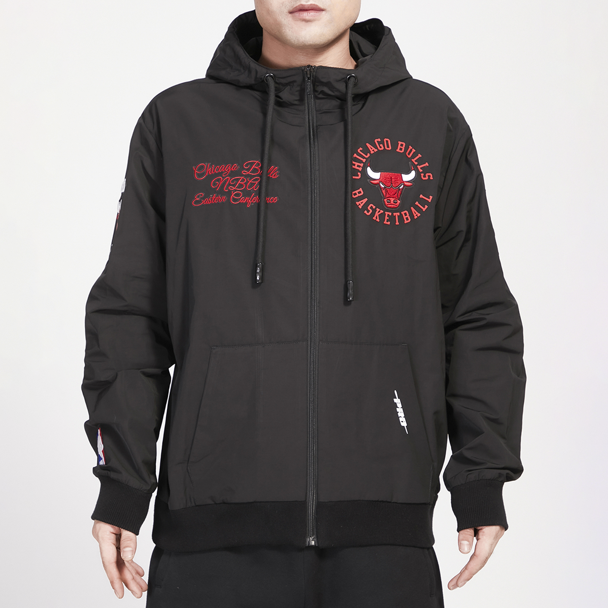 Pro Standard Bulls Hybrid Woven Full Zip Hoodie