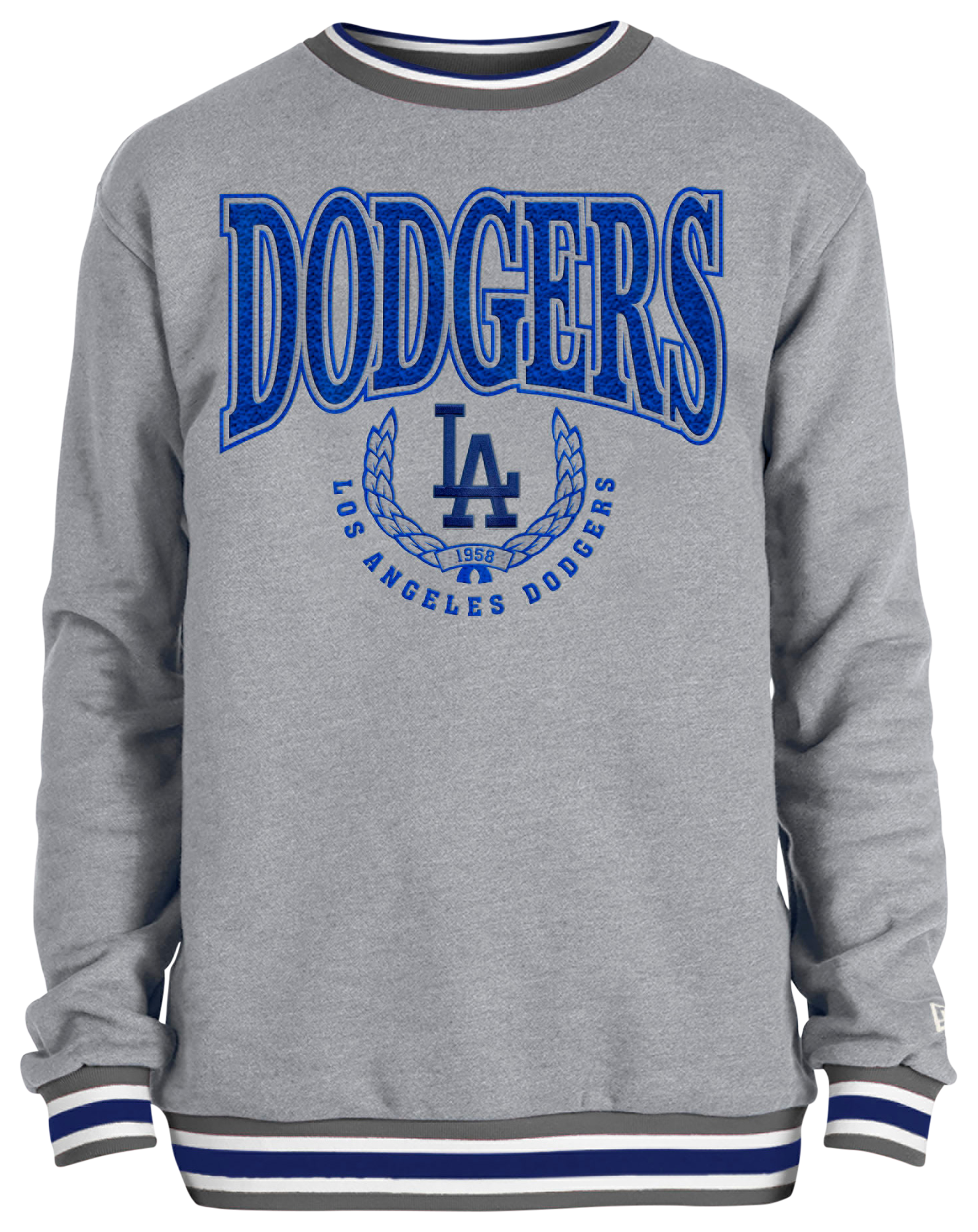 New Era Los Angeles Dodgers Throwback Mens Crewneck (Grey/Blue)