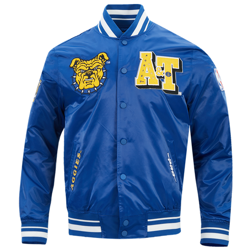  - Pro Standard College HBCU Rib Satin Jacket - Dodger Blue/Yellow