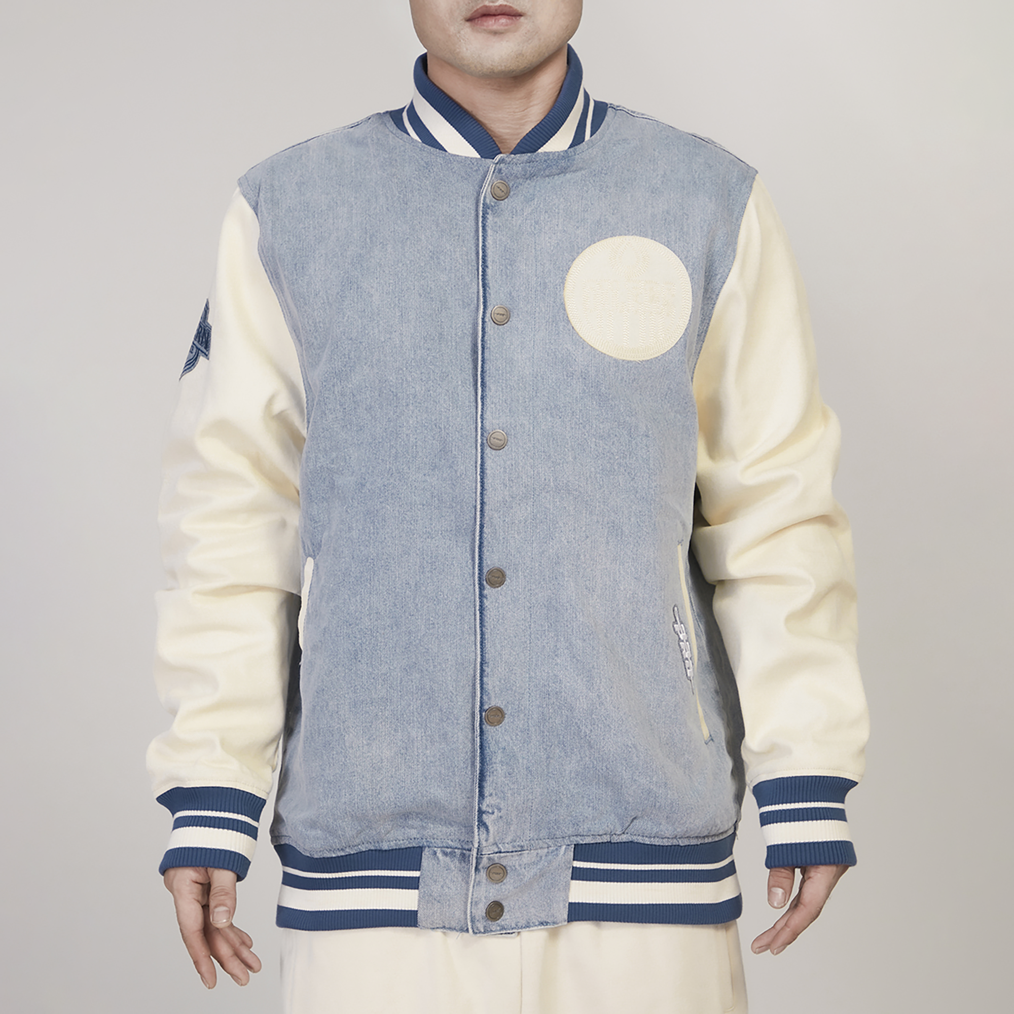 Denim hotsell varsity jacket