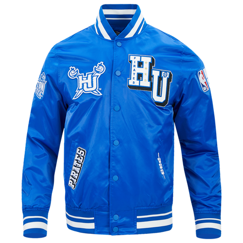 Pro Standard College HBCU Rib Satin Jacket - Pro Standard Royal Blue/White