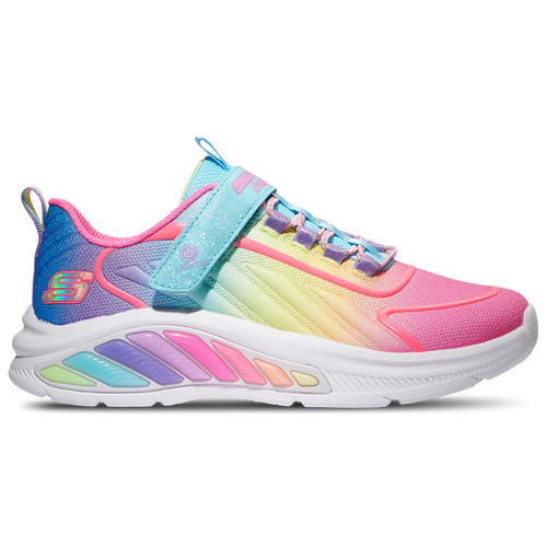 Skechers Little Girls Rainbow Cruisers Light-up Fastening Strap Casual Sneakers From Finish Line In Multi