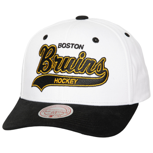 Mitchell & Ness Mens Boston Bruins  Bruins Tail Sweep Pro Vintage Snapback In White/black
